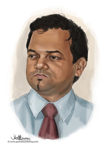 Digital portrait sketch of Capt Rajesh