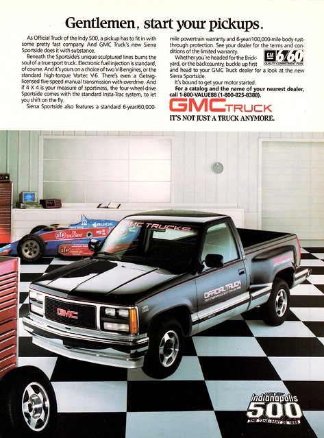 ad 1988 indy pickup sierra 500 gmc officialtruck sportside
