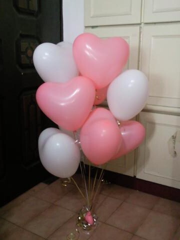 心型空飄氣球，粉紅色，白色，共8顆，婚紗照使用 by dod_balloon