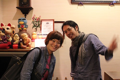 Had dinner with blue jean clothing makers in Kurashiki 倉敷のジーンズファッション業界で働く二人と夕食