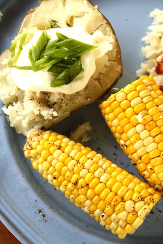 Crockpot Baked Potatoes and Roasted Corn on the Cob
