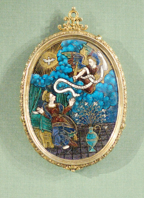Saint Louis Art Museum, in Saint Louis, Missouri, USA - Annunciation, early 17th century enamel ad gold paint on copper with silver foil, François I Limosin, French, ca 1599-after 1636
