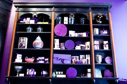Shelves of trinkets and chocolates