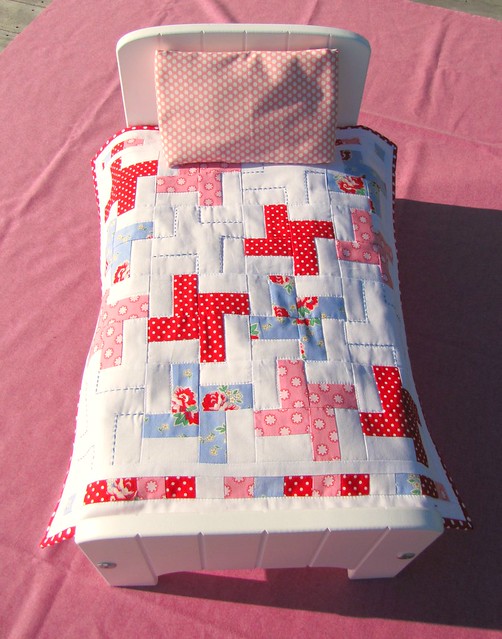 doll's quilt with pillow