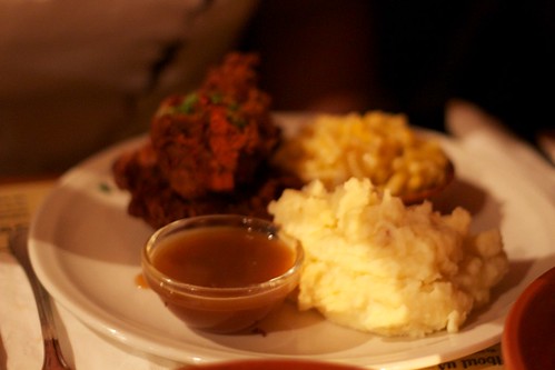 Southern fried chicken w/mash and mac & cheese