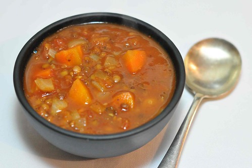 Spicy Carrot, Tomato and Lentil Soup