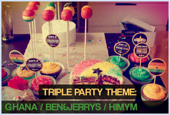 Colorful Ghana/African themed Cake Pops - ben&jerrys - how i met your mother toppers