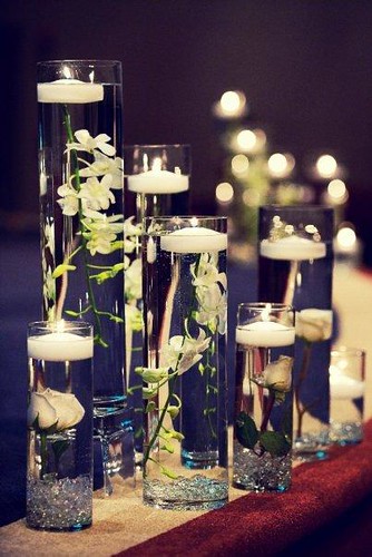wedding centerpiece floating candle flowers Elegant Centerpieces