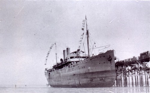 1921 The Bambra on mud at Broome. Return journey from survey of SAWA border - KHS-2011-15-10-P2-D