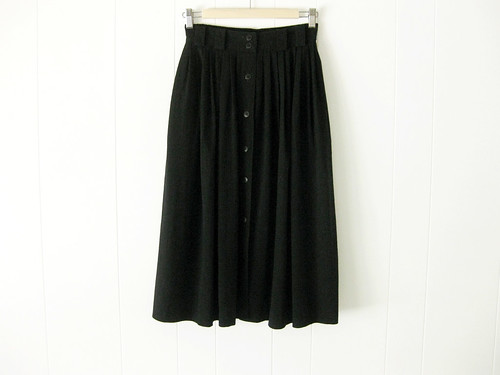 black button front skirt