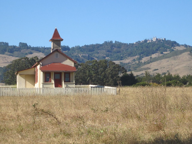 Old schoolhouse with Hearst Castle
