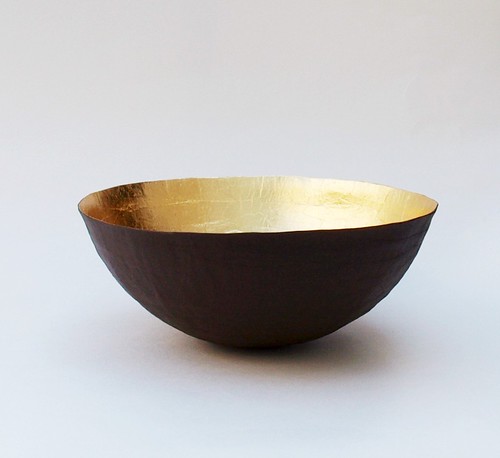 Golden Finds - Brown and Gold Paper Mache Bowl - The Moon