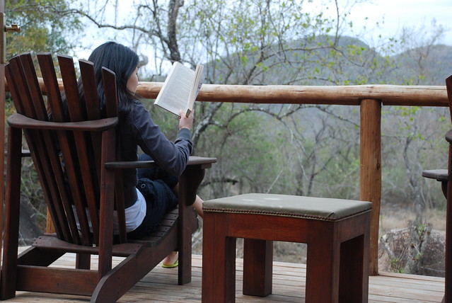 Enjoying the serenity as I read facing the wilderness, Johannesburg, South Africa. 