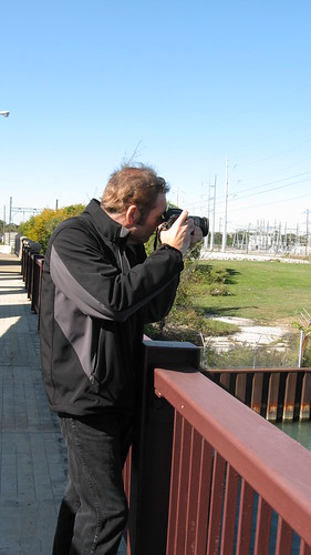 My good friend and fellow railfan buddy Anthony C, taking a photo from the East 103rd Street drawbridge over the Calumet River.  Chicago Illinois USA. Saturday, October 15th, 2011. by Eddie from Chicago