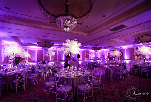 Lavender purple uplighting Delray Beach Marriott 1920 39s wedding theme