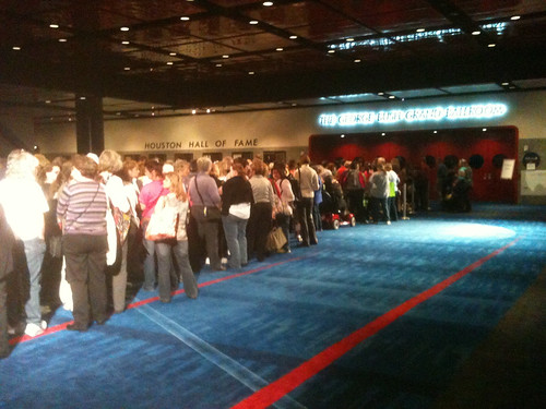 The line for sample spree...