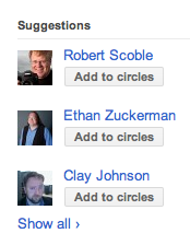 Google+ suggestions: Scoble, EthanZ, Clay Johnson