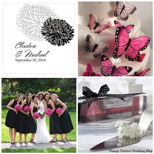Pink and Black Wedding Bridal party weddingintheboxcom Favor tag 