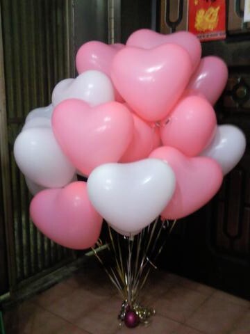 心型空飄氣球，粉紅色，白色，共20顆，婚紗照使用 by 豆豆氣球材料屋 http://www.dod.com.tw