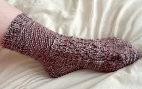 Joy Gerhardt Charles Rennie Mackintosh arts and crafts art nouveau Rose Tendrils toe-up socks pattern