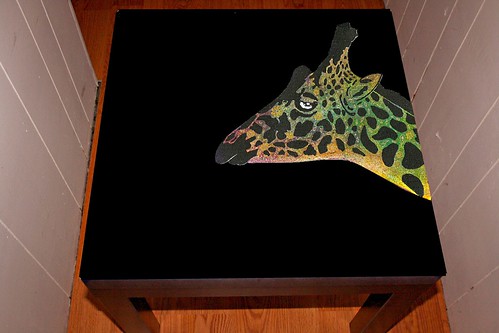 Giraffe Design on 22" x 22" Table by Rick Cheadle Art and Designs