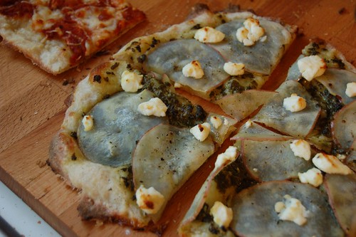 Sorrel Pesto and Potato Pizza