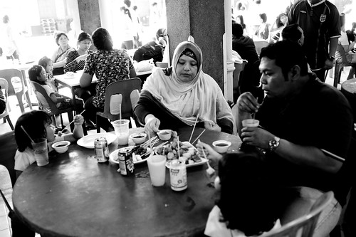 Family enjoying dinner at Tanjong Pagar KTM Railway Station