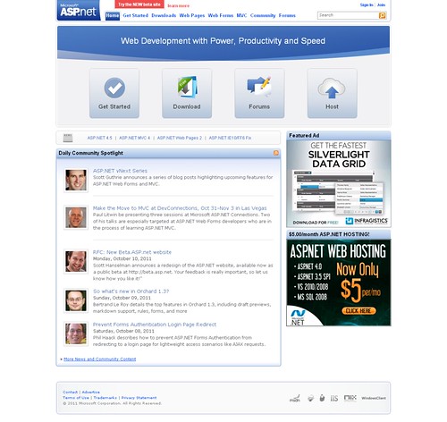 ASP.NET Home Page (circa Oct 2011)