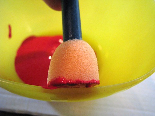 Pikachu Pumpkin - cheeks, dabbing the brush