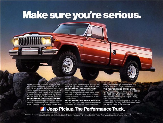 red jeep ad advertisement 1980 gladiator jeeptruck jeepad performancetruck jeeppickup jeepbrand jeepadvertisement