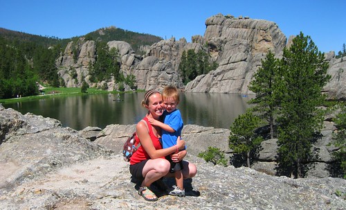 climbing rocks at Sylvan Lake