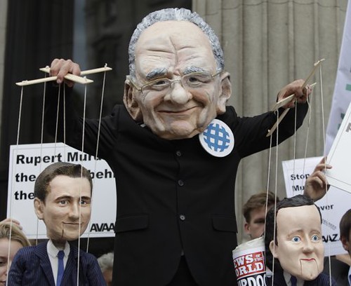 murdoch puppet protest