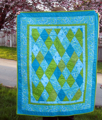 turquoise and lime baby quilt