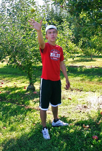 Andrew throwing apples at me