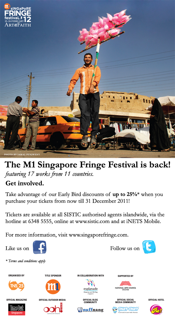 Enjoy Early Bird Discounts for Tickets to the M1 Singapore Fringe Festival 2012: Art & Faith!