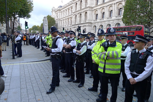 March against deaths in custody - police opposite Downing Street