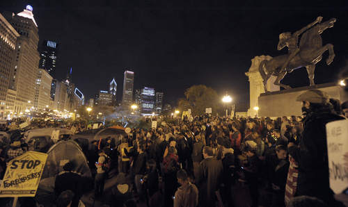 Thousands protest at Grant Park in downtown Chicago. The municipal governments around the U.S. are cracking down of the demonstrations. The movement is anti-capitalist in its character. by Pan-African News Wire File Photos