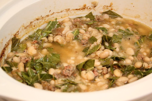 White bean andouille collard stew