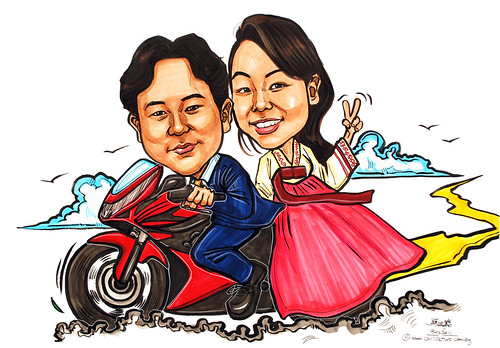 couple caricatures on Honda VFR 2010