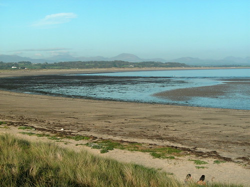The view from Pwllheli Beach east to Snowdonia