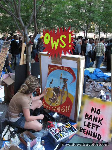 NYC Occupy Wall Street Rally Oct 8 2011 artist at work