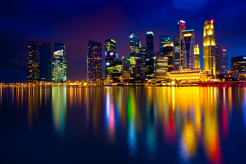 無料写真素材|建築物・町並み|都市|海|夜景|風景シンガポール