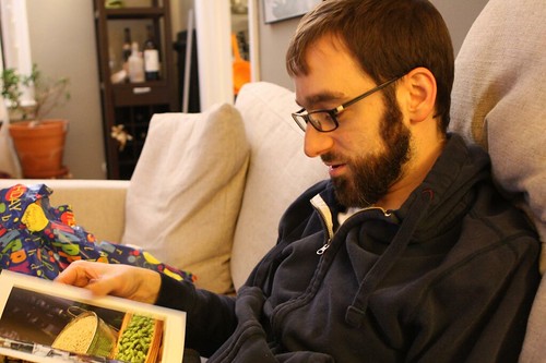 Nate Reading the Oxford Companion to Beer