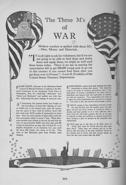 The Three M's of War - Money, Men & Materials (c. 1925)