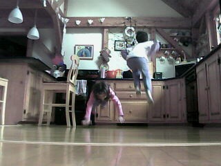 Jumping in the kitchen