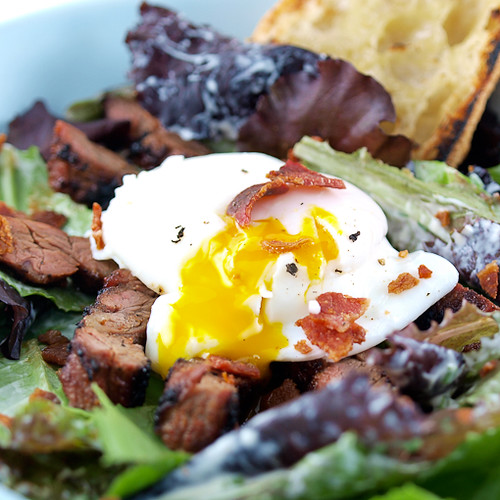 Steak Salad with Poached Egg and Creamy Chive Dressing