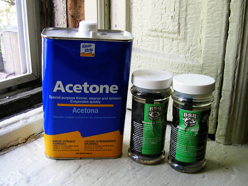acetone with bsb cleaning bottles