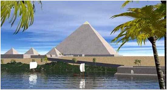 Imagined Khufu pyramid with Gold Capstone