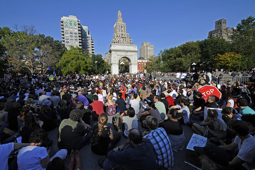 Thousands joined a march and rally in Washington Park in New York as part of the Occupy Wall Street movement. On October 8 thousands were still staying in a park near the financial district. by Pan-African News Wire File Photos