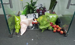 Floral (and fruit) tributes to the late Steve Jobs outside the Apple Store, Sydney.